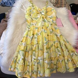 Avec Les Filles Yellow Floral Mini Dress